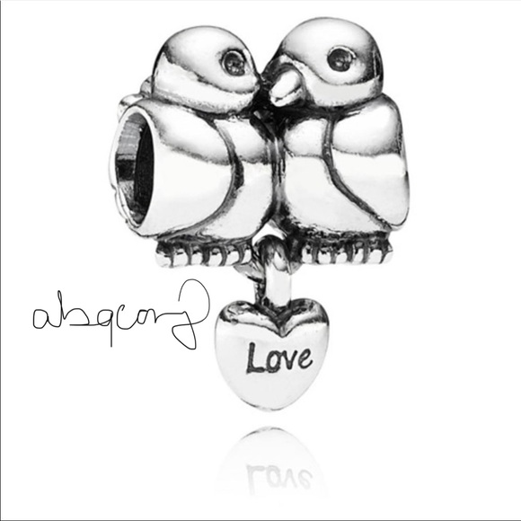 EUC Pandora 791033 Sterling Silver Love Birds w/ Dangling Heart Charm - Picture 1 of 8